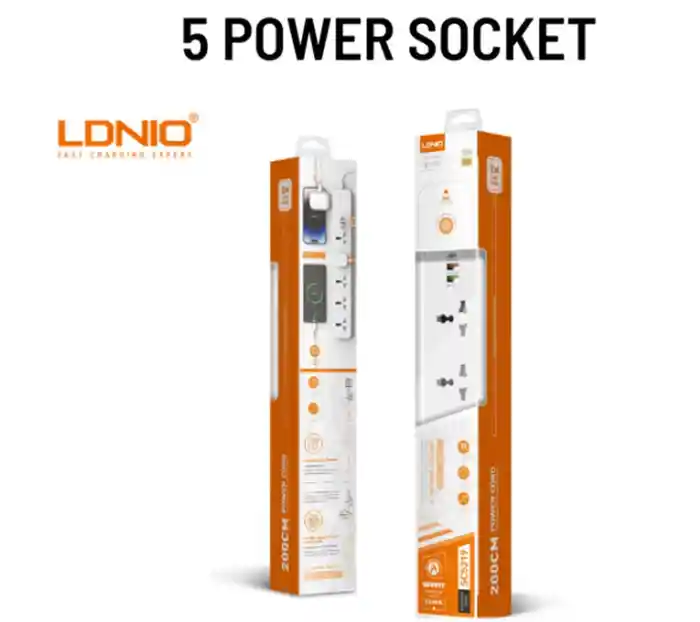 LDNIO SC5319 Power Strip Multi Protection with 5 AC Outlets + 2 USB +PD Extension Power Cord